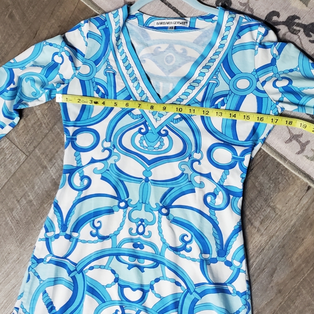 Barbara Gerwit Blue Patterned Women's Dress⚜️💙⚜️ XS - Picture 7 of 8